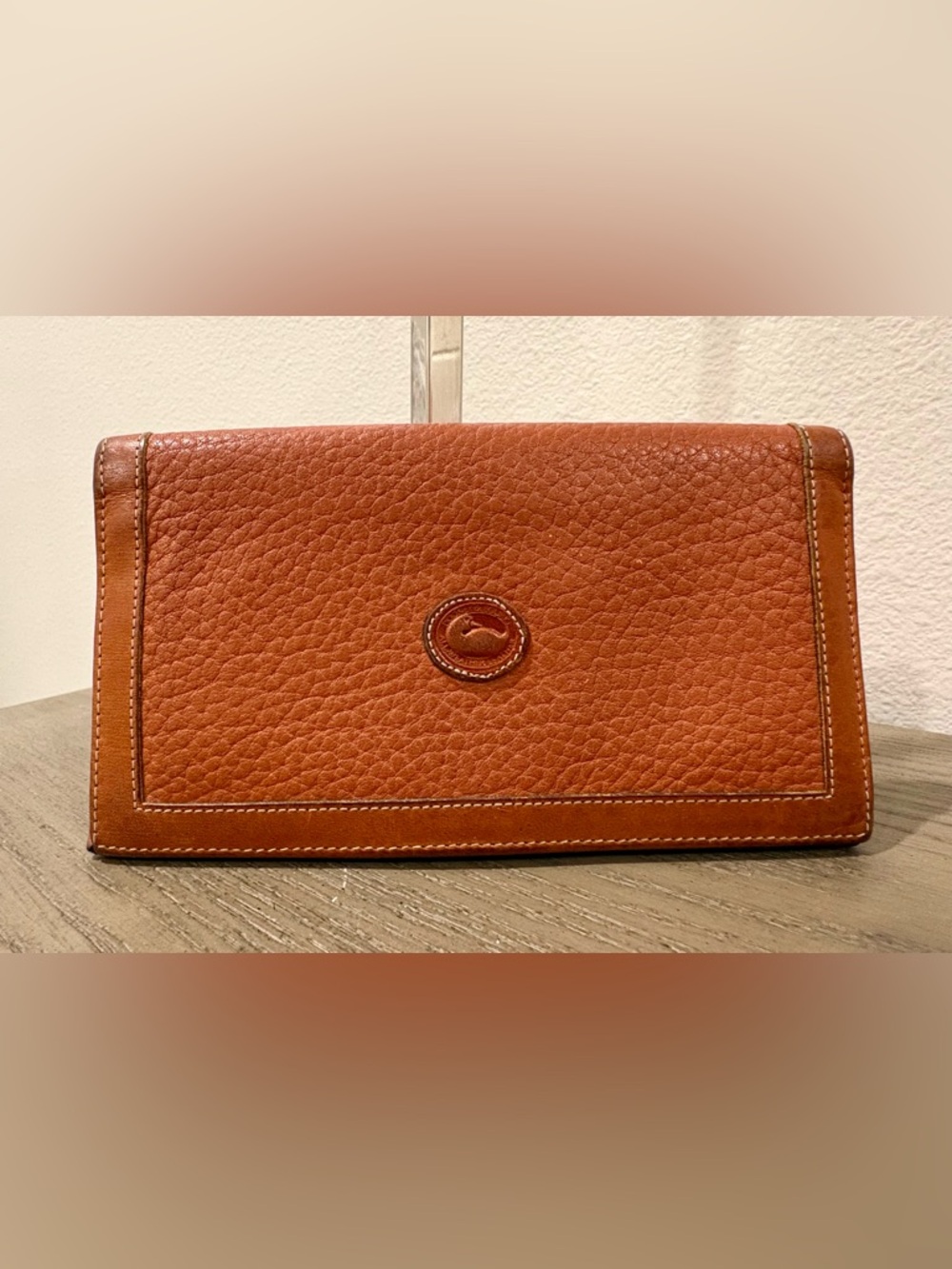 Vintage Dooney & Bourke Pebbled Leather All-Weather Leather Checkbook Cover